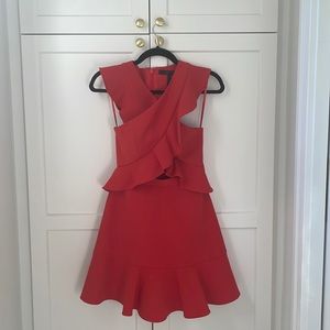 Bcbgmaxazria Careen Dress Ruffle Mini Color: Bright Poppy Size: Us 0